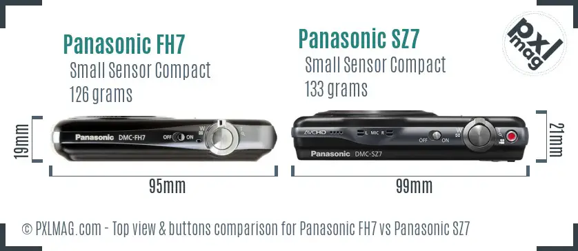 Panasonic FH7 vs Panasonic SZ7 top view buttons comparison