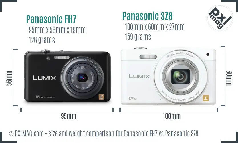 Panasonic FH7 vs Panasonic SZ8 size comparison