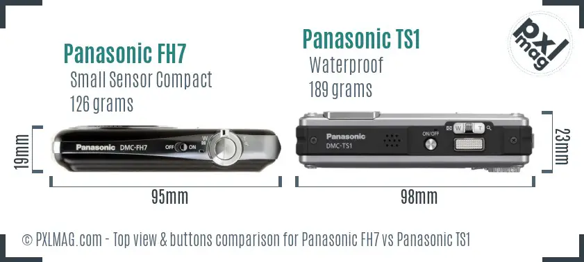 Panasonic FH7 vs Panasonic TS1 top view buttons comparison