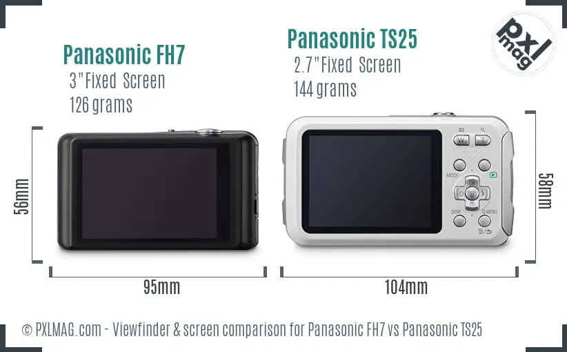 Panasonic FH7 vs Panasonic TS25 Screen and Viewfinder comparison