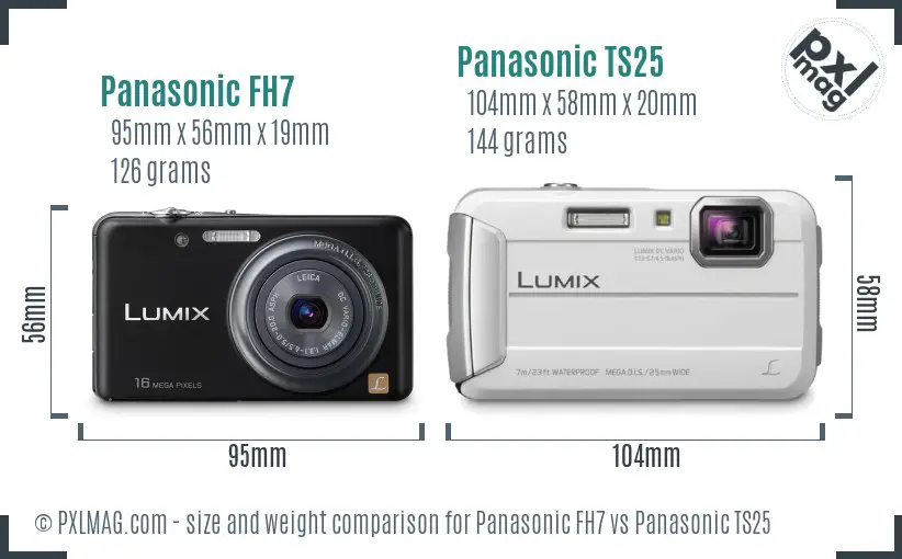 Panasonic FH7 vs Panasonic TS25 size comparison