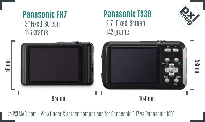 Panasonic FH7 vs Panasonic TS30 Screen and Viewfinder comparison