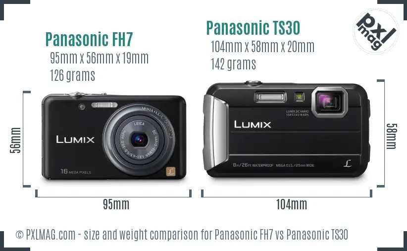 Panasonic FH7 vs Panasonic TS30 size comparison