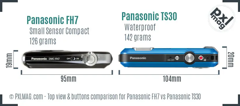 Panasonic FH7 vs Panasonic TS30 top view buttons comparison