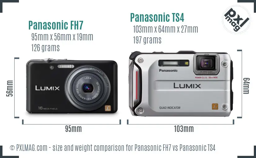 Panasonic FH7 vs Panasonic TS4 size comparison