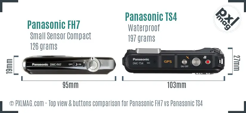 Panasonic FH7 vs Panasonic TS4 top view buttons comparison