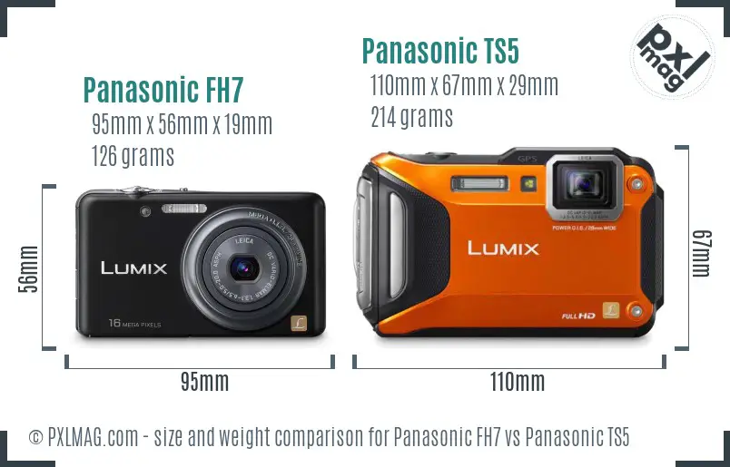Panasonic FH7 vs Panasonic TS5 size comparison