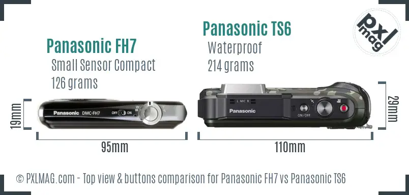 Panasonic FH7 vs Panasonic TS6 top view buttons comparison