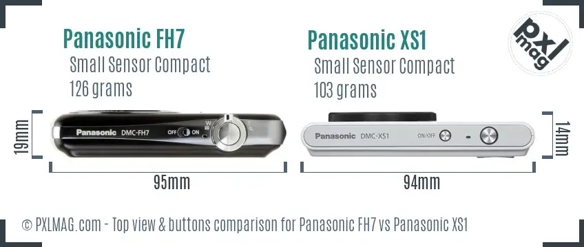 Panasonic FH7 vs Panasonic XS1 top view buttons comparison