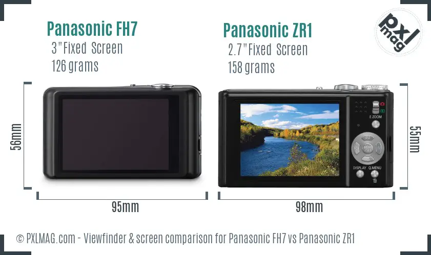 Panasonic FH7 vs Panasonic ZR1 Screen and Viewfinder comparison