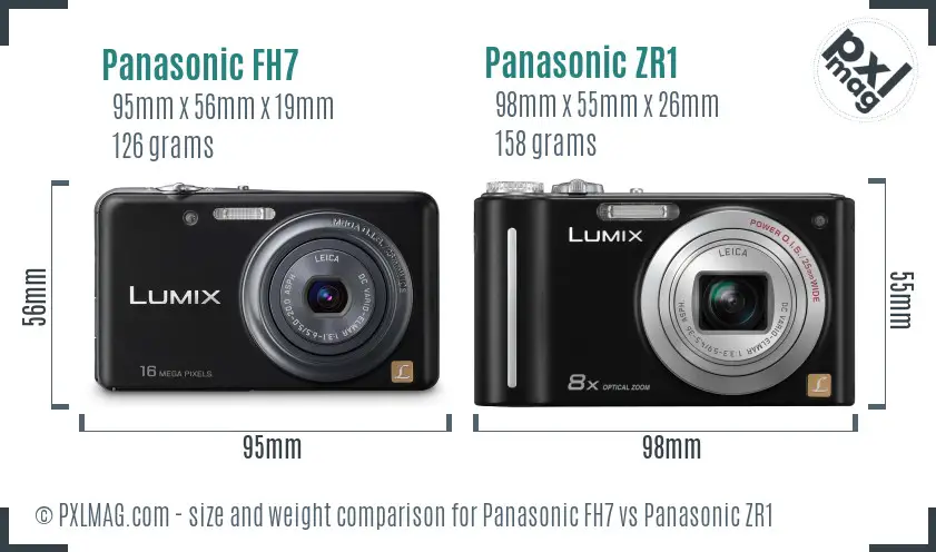 Panasonic FH7 vs Panasonic ZR1 size comparison