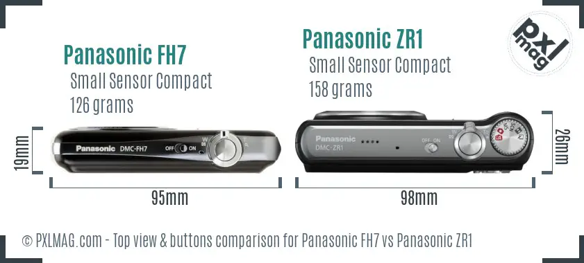 Panasonic FH7 vs Panasonic ZR1 top view buttons comparison