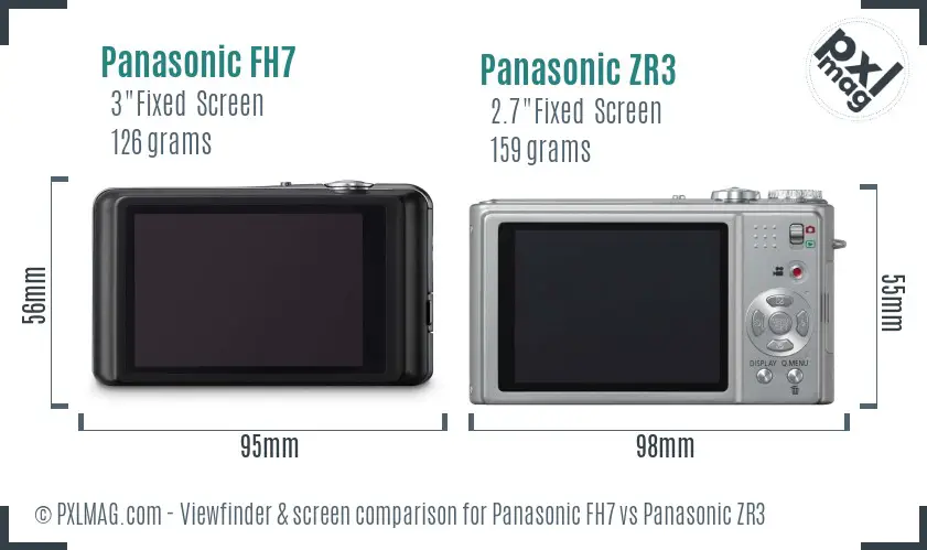 Panasonic FH7 vs Panasonic ZR3 Screen and Viewfinder comparison