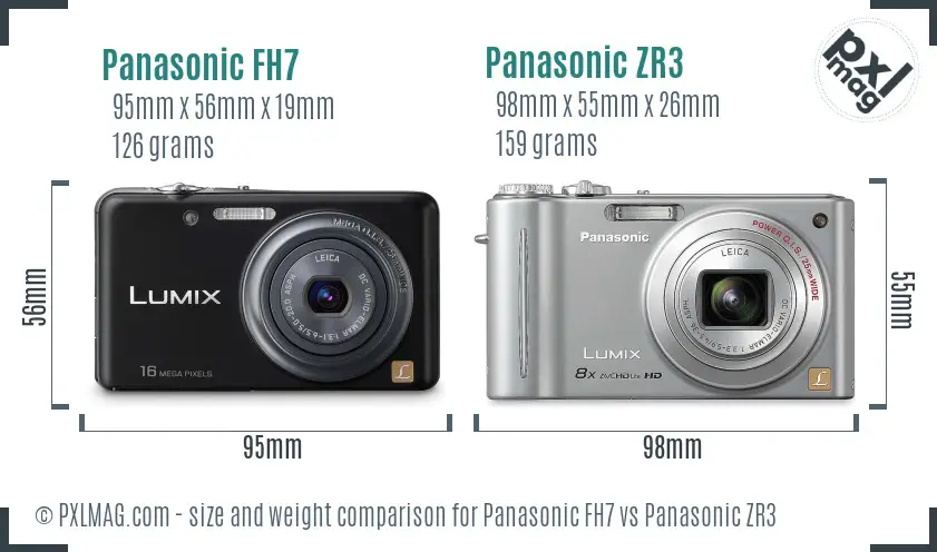 Panasonic FH7 vs Panasonic ZR3 size comparison