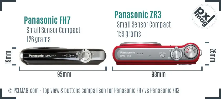 Panasonic FH7 vs Panasonic ZR3 top view buttons comparison