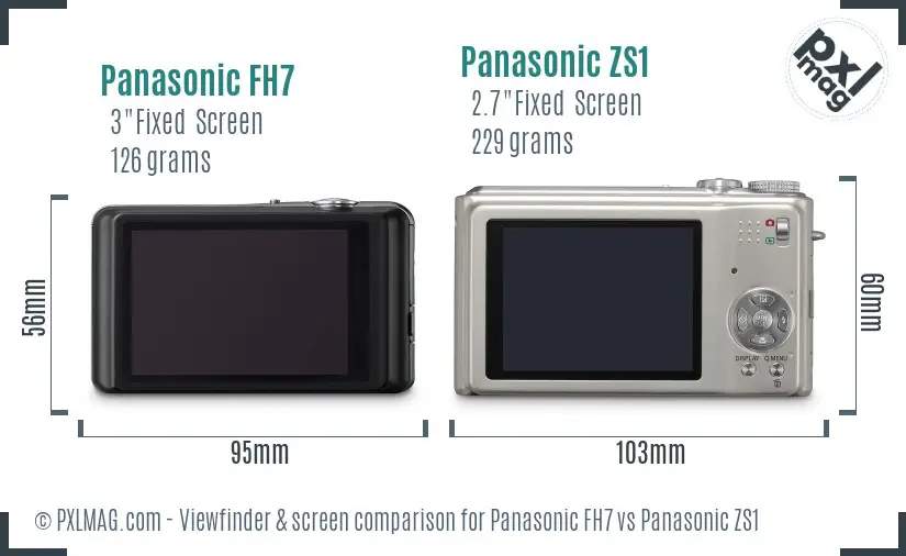 Panasonic FH7 vs Panasonic ZS1 Screen and Viewfinder comparison