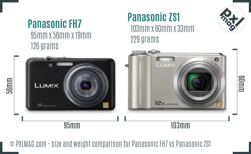 Panasonic FH7 vs Panasonic ZS1 size comparison