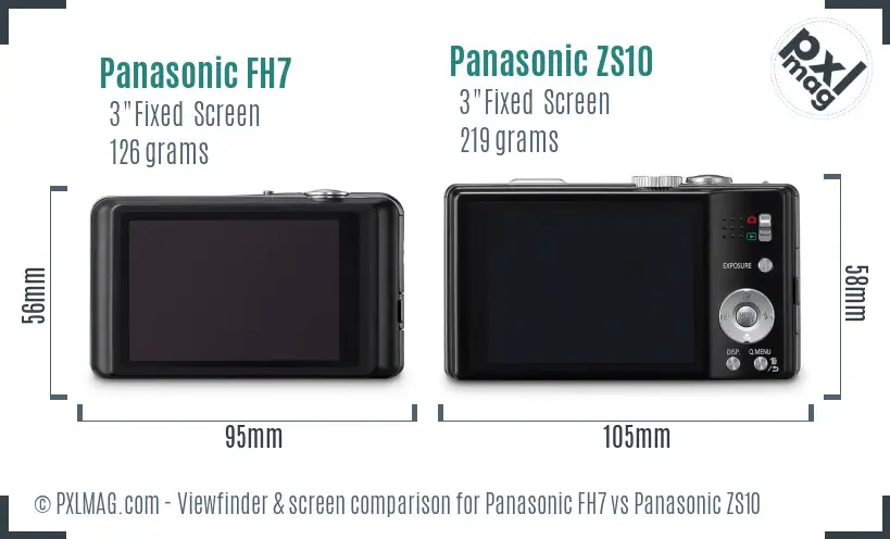 Panasonic FH7 vs Panasonic ZS10 Screen and Viewfinder comparison