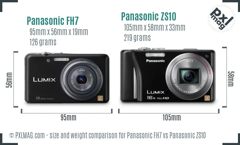 Panasonic FH7 vs Panasonic ZS10 size comparison