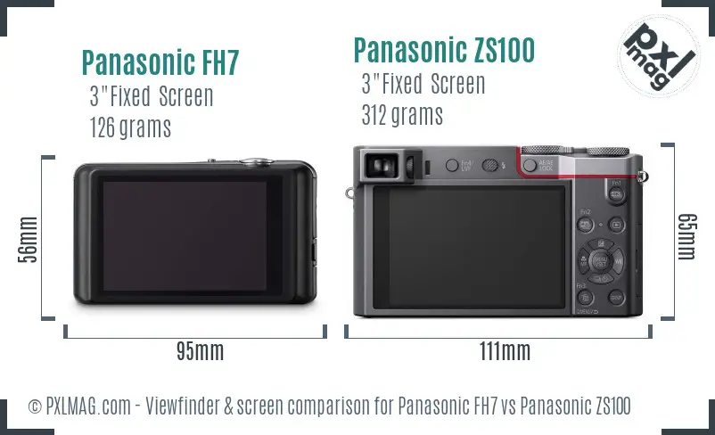 Panasonic FH7 vs Panasonic ZS100 Screen and Viewfinder comparison
