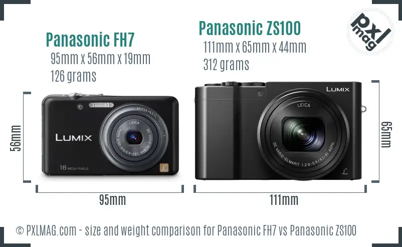 Panasonic FH7 vs Panasonic ZS100 size comparison