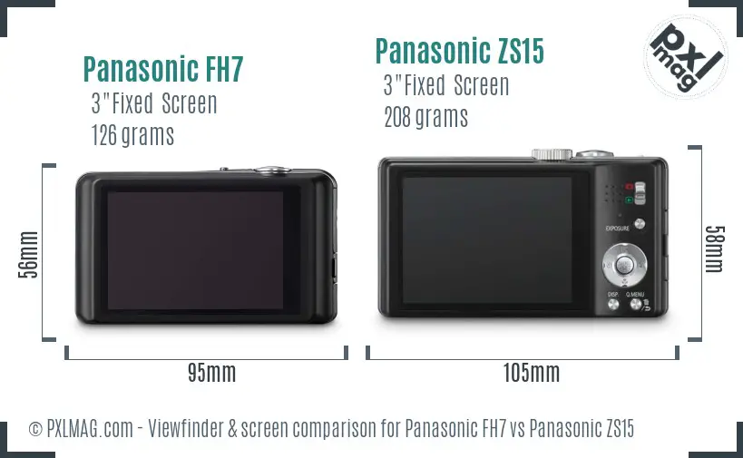 Panasonic FH7 vs Panasonic ZS15 Screen and Viewfinder comparison