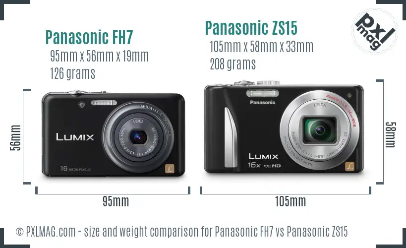 Panasonic FH7 vs Panasonic ZS15 size comparison