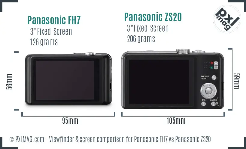 Panasonic FH7 vs Panasonic ZS20 Screen and Viewfinder comparison