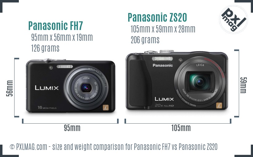 Panasonic FH7 vs Panasonic ZS20 size comparison