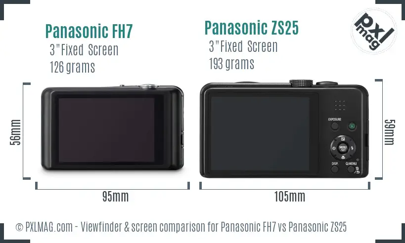 Panasonic FH7 vs Panasonic ZS25 Screen and Viewfinder comparison
