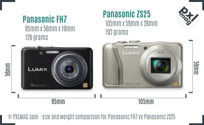 Panasonic FH7 vs Panasonic ZS25 size comparison