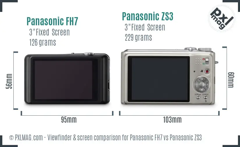 Panasonic FH7 vs Panasonic ZS3 Screen and Viewfinder comparison