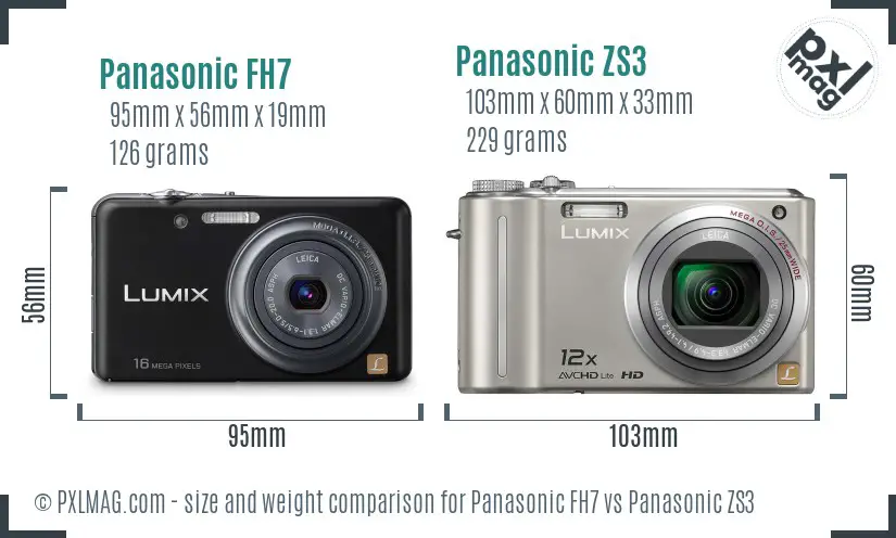 Panasonic FH7 vs Panasonic ZS3 size comparison