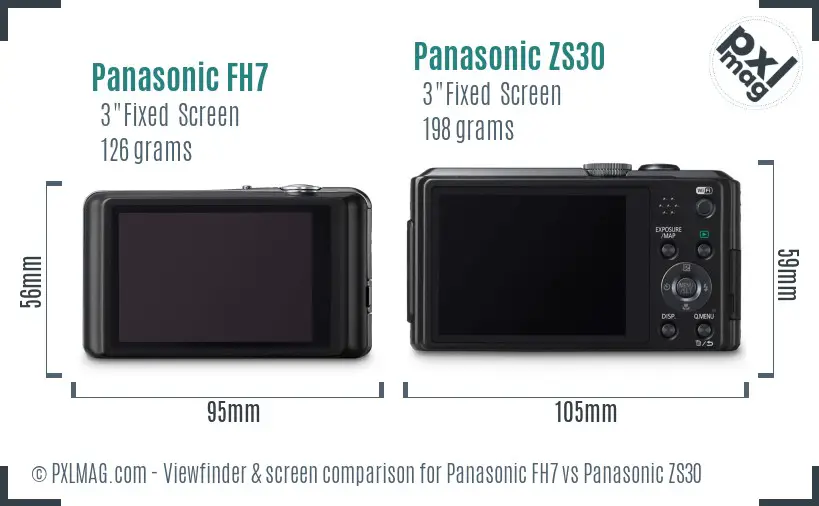 Panasonic FH7 vs Panasonic ZS30 Screen and Viewfinder comparison