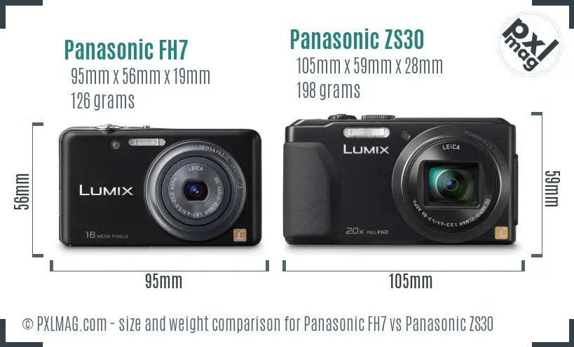 Panasonic FH7 vs Panasonic ZS30 size comparison