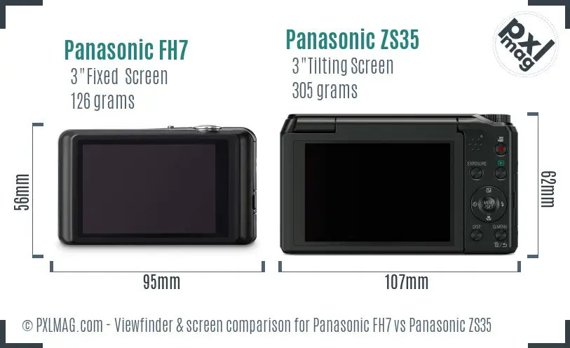 Panasonic FH7 vs Panasonic ZS35 Screen and Viewfinder comparison