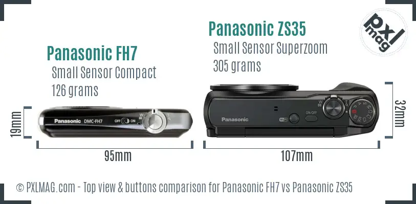 Panasonic FH7 vs Panasonic ZS35 top view buttons comparison