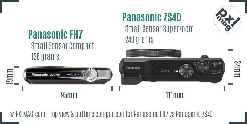 Panasonic FH7 vs Panasonic ZS40 top view buttons comparison