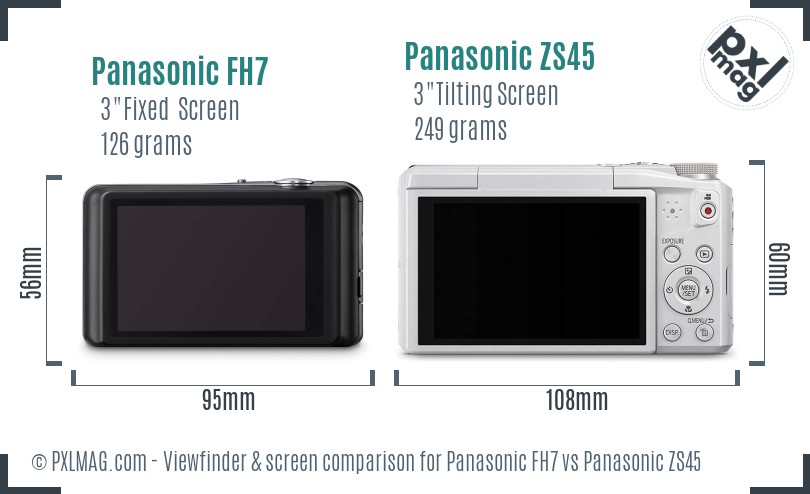 Panasonic FH7 vs Panasonic ZS45 Screen and Viewfinder comparison