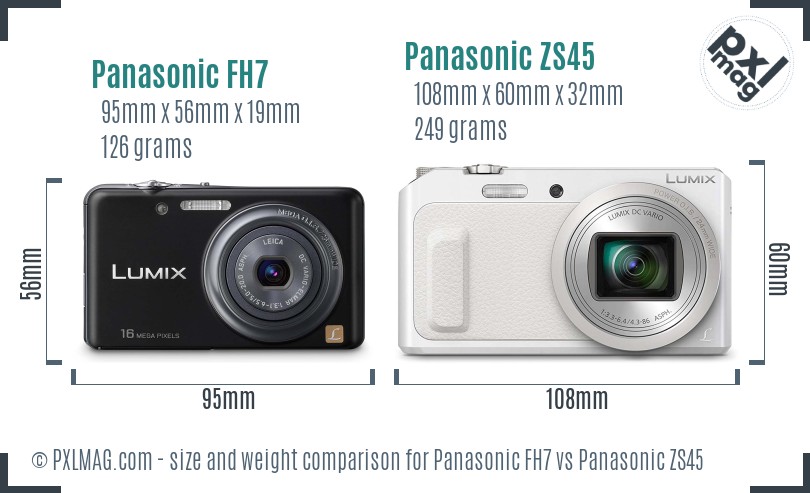 Panasonic FH7 vs Panasonic ZS45 size comparison