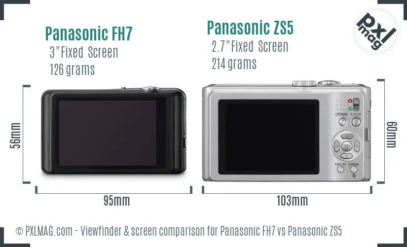 Panasonic FH7 vs Panasonic ZS5 Screen and Viewfinder comparison