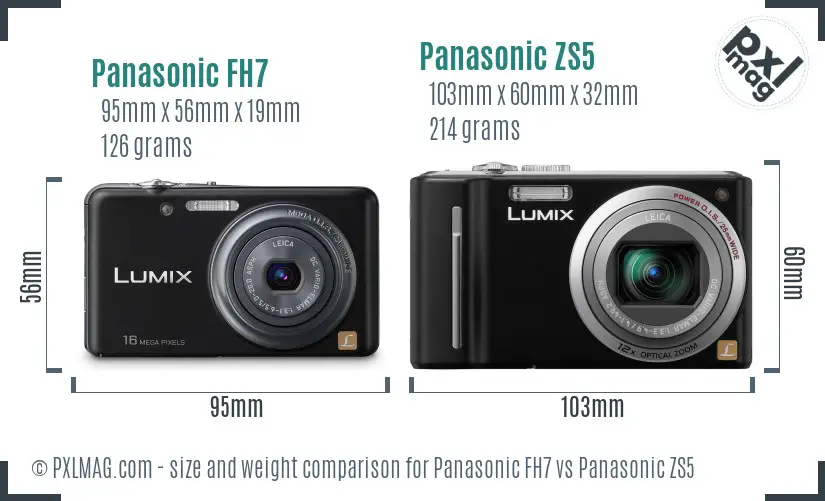 Panasonic FH7 vs Panasonic ZS5 size comparison
