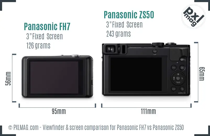 Panasonic FH7 vs Panasonic ZS50 Screen and Viewfinder comparison