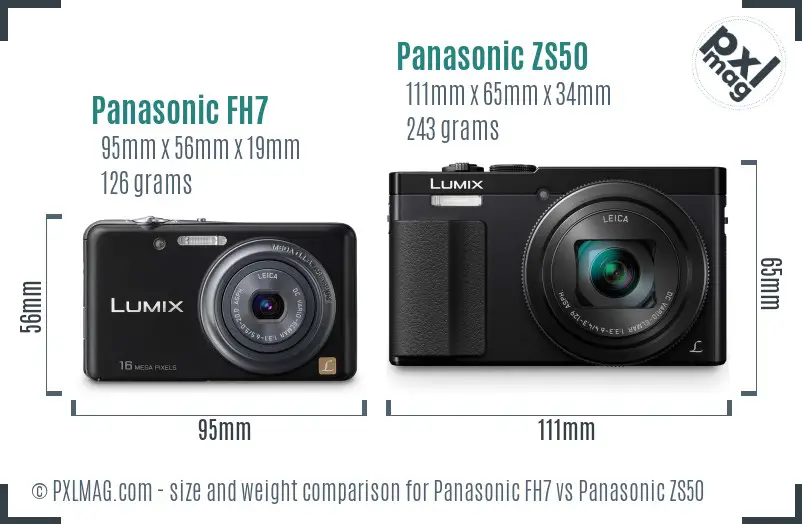 Panasonic FH7 vs Panasonic ZS50 size comparison