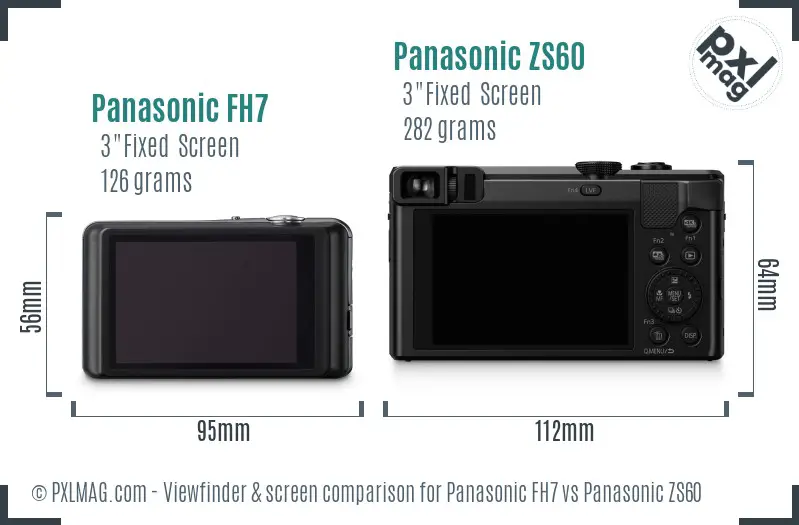 Panasonic FH7 vs Panasonic ZS60 Screen and Viewfinder comparison
