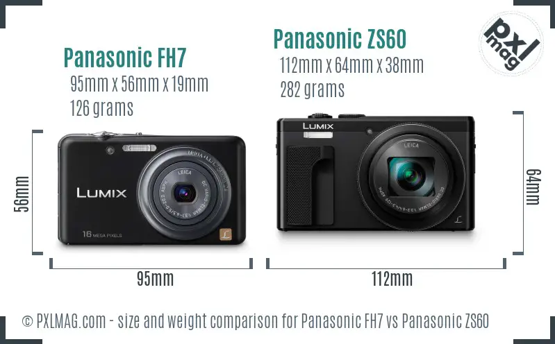 Panasonic FH7 vs Panasonic ZS60 size comparison