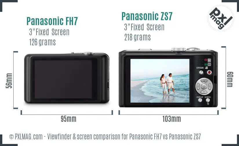 Panasonic FH7 vs Panasonic ZS7 Screen and Viewfinder comparison