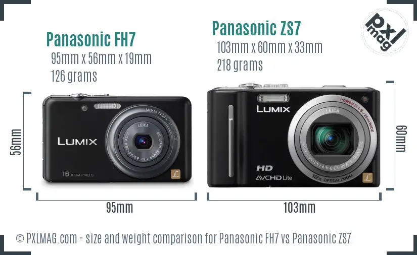 Panasonic FH7 vs Panasonic ZS7 size comparison