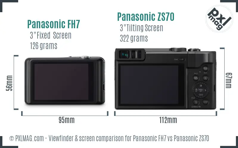 Panasonic FH7 vs Panasonic ZS70 Screen and Viewfinder comparison