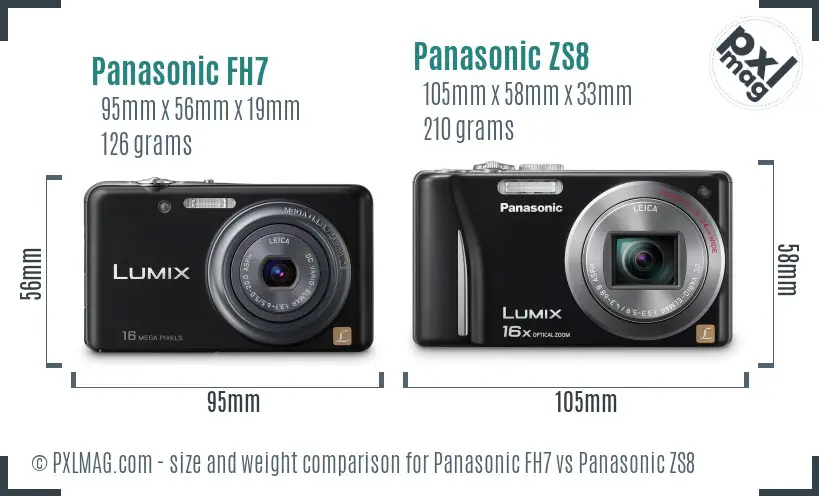 Panasonic FH7 vs Panasonic ZS8 size comparison